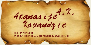 Atanasije Kovandžić vizit kartica